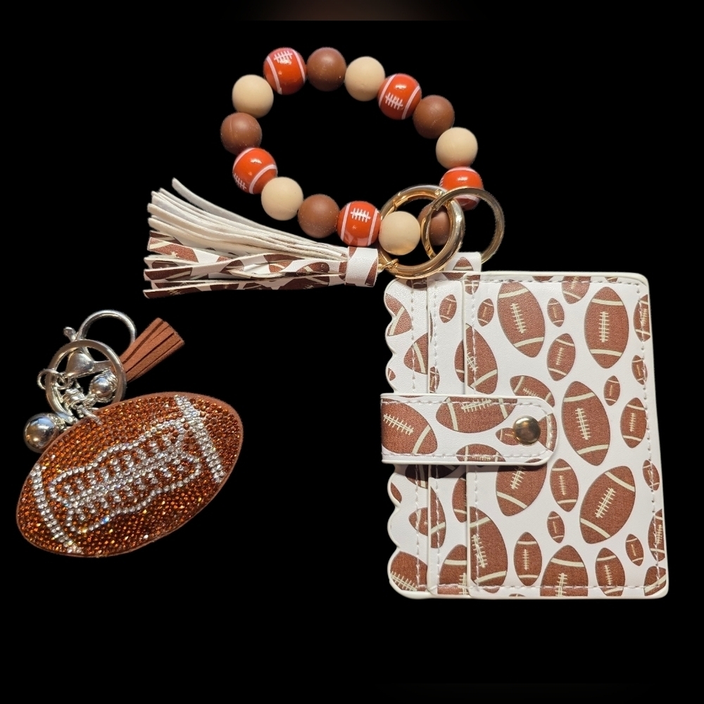 Football Pattern Wallet and Keychain Set